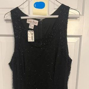 Laurence Kazar sz 10 NWT black beaded gown